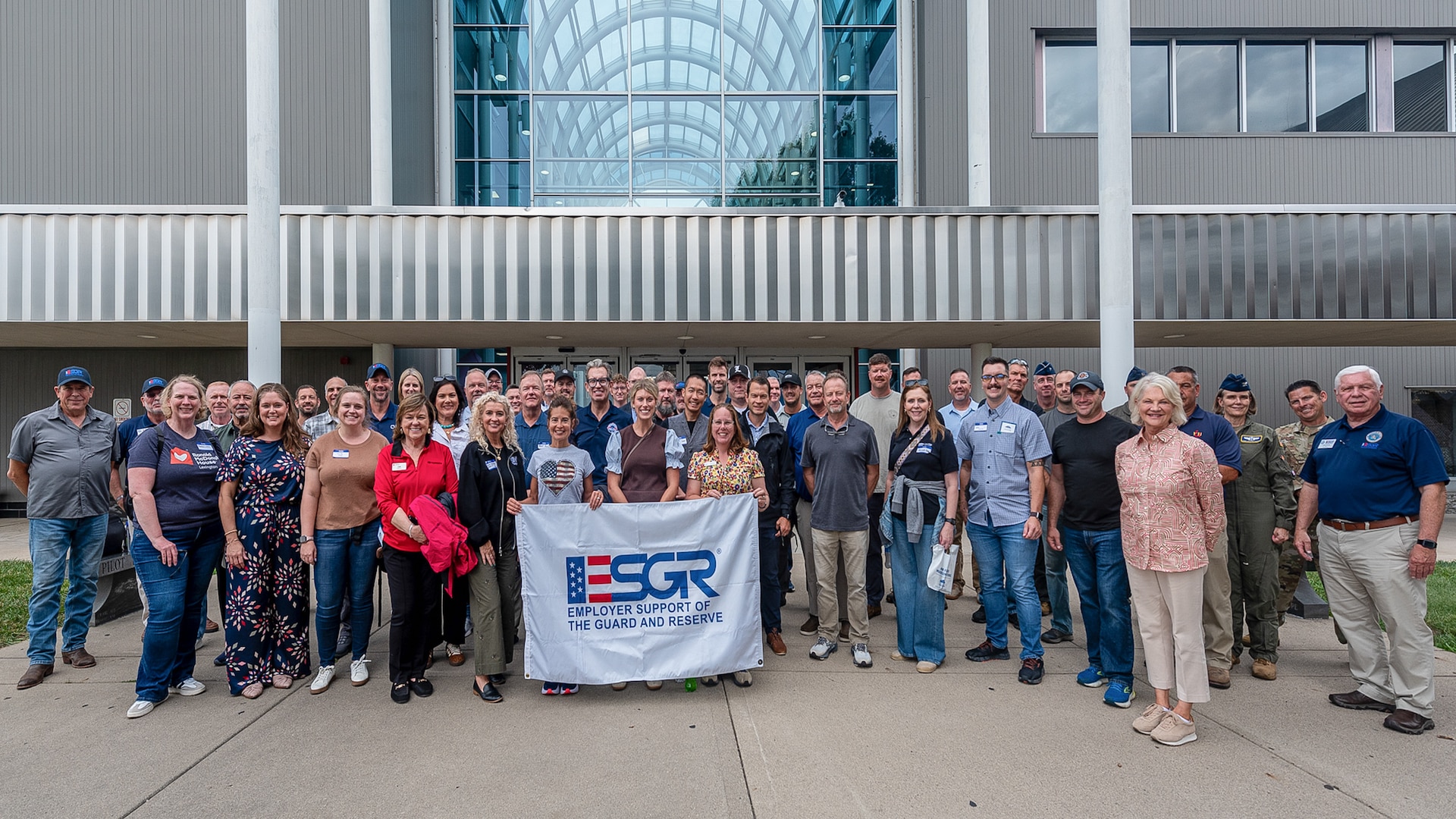 A group of civilian employers takes a tour of the National Museum of the United States Air Force in Dayton, Ohio, during an Employer Support of the Guard and Reserve Bosslift on Sept. 10, 2026. The event gave employers an opportunity to tour the Kentucky Air National Guard Base in Louisville, Ky., and fly to the museum, providing them with a better understanding of the Air National Guard mission and the role their employees play in it as part-time Airmen in the Kentucky Guard and reservists of the United States Air Force. (U.S. Air National Guard photo by Phil Speck)