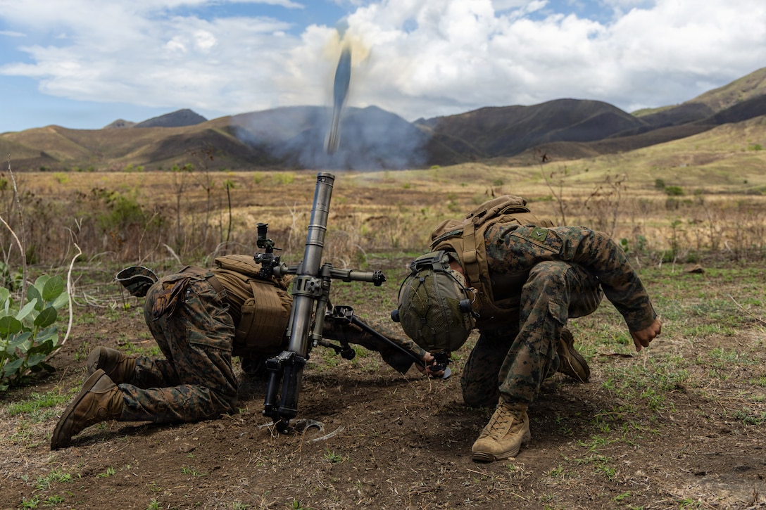 U.S. Marines with 3rd Battalion, 2nd Marines, Littoral Combat Force 24, fire a M224 60mm mortar system during a live-fire range at Camp Santiago Joint Training Center, Puerto Rico, Sept. 2, 2026. U.S. military forces are deployed to the U.S. Southern Command area of responsibility in support of Joint Task Force Western Hemisphere, Department of War-directed operations, and the President's priorities to disrupt illicit drug trafficking, deter malign actors and protect the homeland through continuous presence. (U.S. Marine Corps photo)