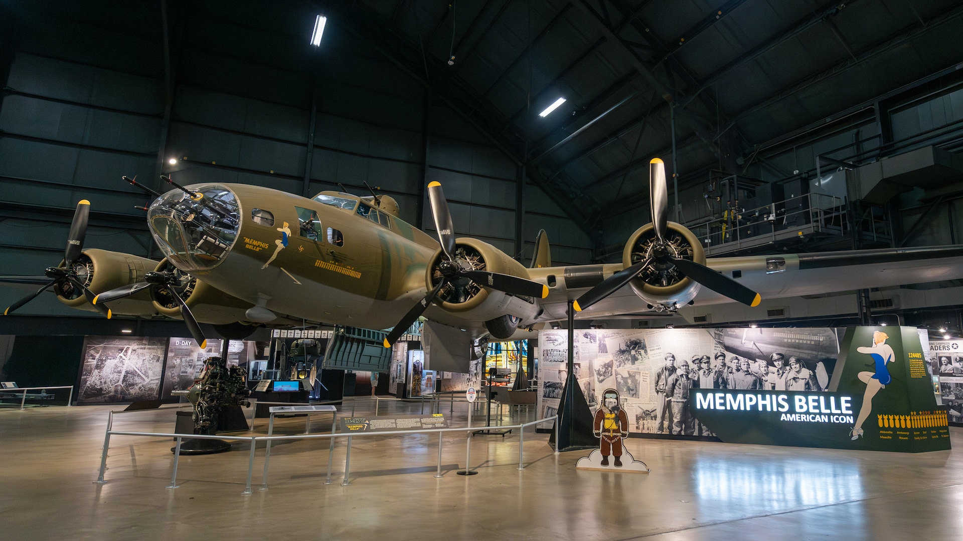 The Memphis Belle, a B-17F Flying Fortress that completed 25 combat missions over Europe during World War II, is one of the displays at the National Museum of the United States Air Force that civilian employers saw during the Kentucky Air National Guard’s Employer Support of the Guard and Reserve Bosslift to Dayton, Ohio, Sept. 10, 2026. The event also gave employers an opportunity to tour the Kentucky Air National Guard Base in Louisville, Ky., providing them with a better understanding of the Air National Guard mission and the role their employees play in it as part-time Airmen in the Kentucky Guard and reservists of the United States Air Force. (U.S. Air National Guard photo by Phil Speck)