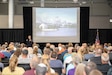 Michael J. Milner, a retired Fire Department of the City of New York firefighter who responded to the World Trade Center on Sept. 11, 2001, speaks to a crowd at Tobyhanna Army Depot.