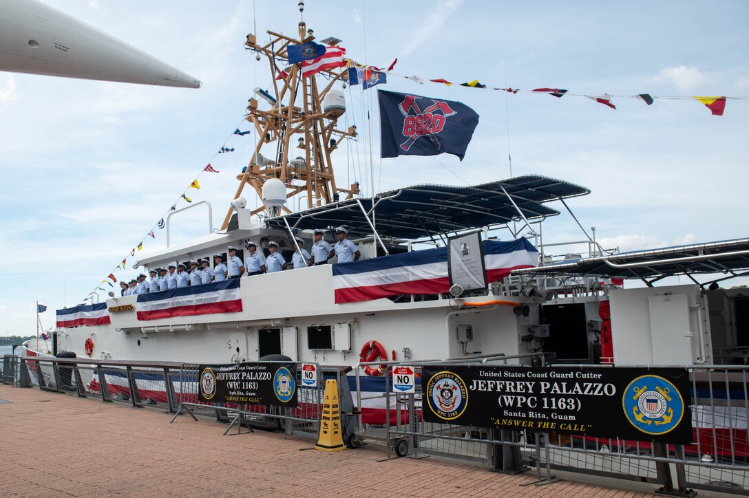 The U.S. Coast Guard commissions its newest Fast Response Cutter, Coast Guard Cutter Jeffrey Palazzo (WPC 1163), during a ceremony in New York City, Sept. 12, 2026. The cutter is named in honor of Jeffrey Palazzo, a New York City firefighter and Coast Guard reservist who made the ultimate sacrifice while responding to the Sept. 11, 2001, terrorist attacks at the World Trade Center. (U.S. Coast Guard photo)