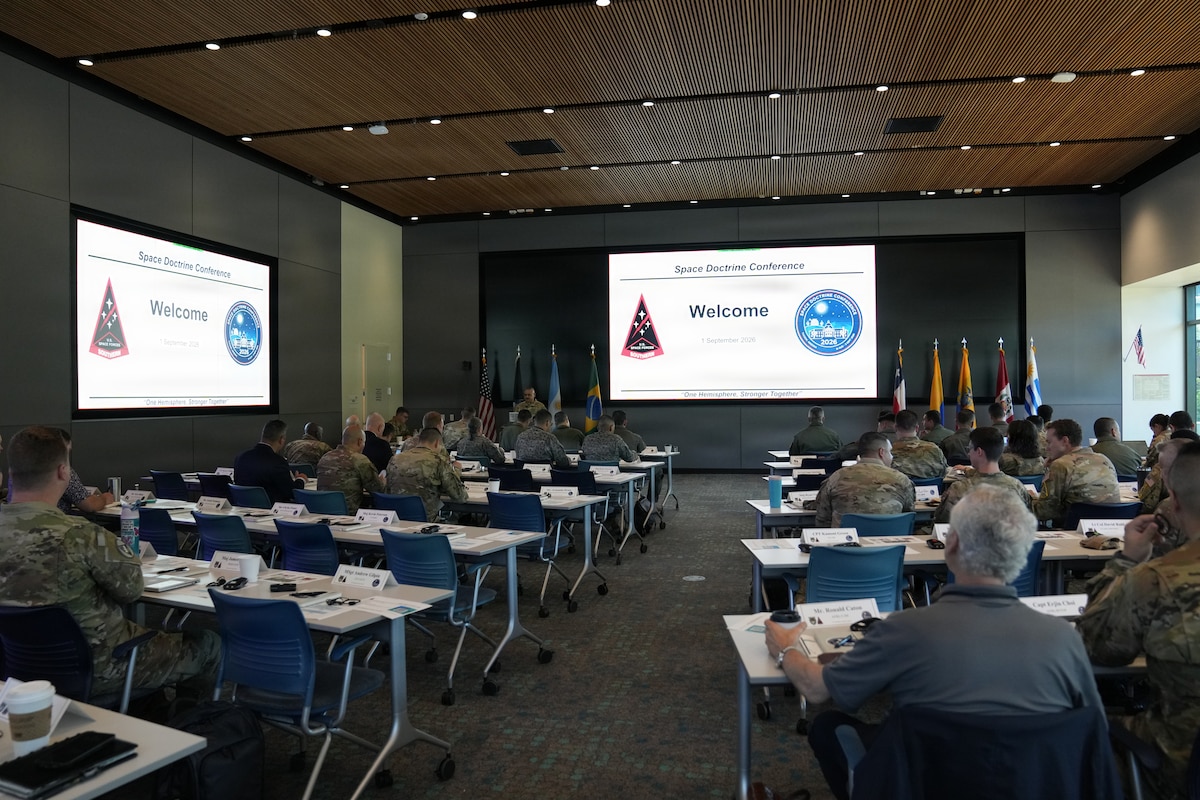 U.S. and partner-nation representatives attend the opening session of the 2026 Space Doctrine Conference in Tucson, Arizona, Sept. 1, 2026. Hosted by U.S. Space Forces Southern with the University of Arizona’s Kyl Institute for National Security, the conference focused on strengthening regional space capabilities, doctrine and interoperability.