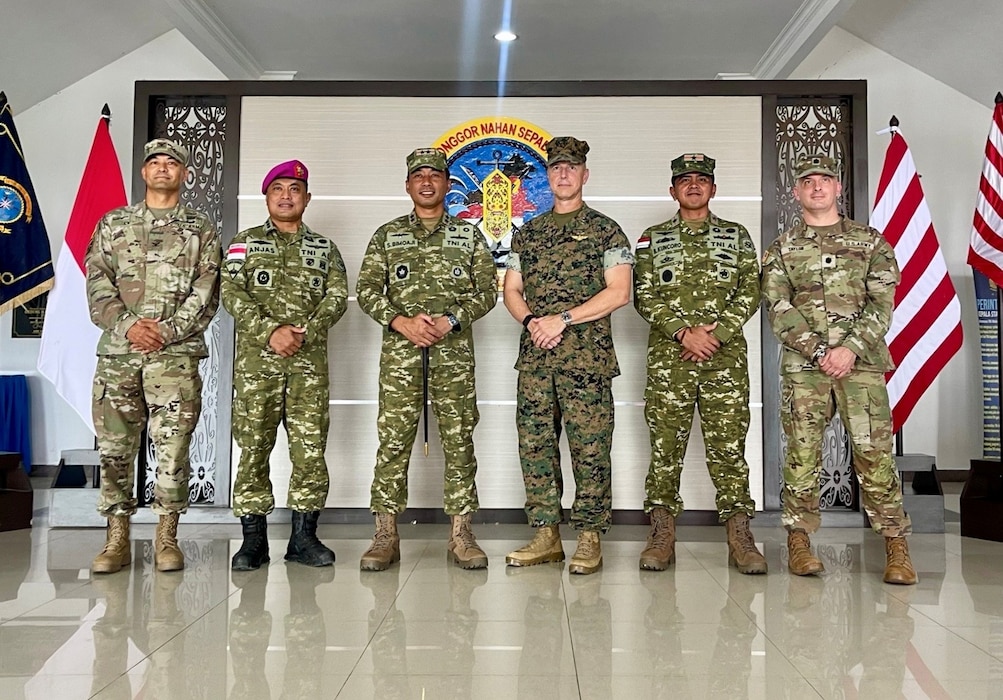 U.S. Marine Corps Lt. Gen. George Rowell, U.S. Pacific Command Deputy Commander, stands with fellow service members at the Douglas Munro Memorial at Point Cruz, Solomon Islands, Sept. 5, 2026.