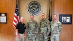 From left: Interim President Mitch Daniels met with Gen. Steven Nordhaus, chief of the National Guard Bureau; John Raines III, senior enlisted advisor to the chief of the National Guard Bureau; and Brig. Gen. Justin Mann, director of the Joint Staff for the Indiana National Guard, to discuss military and national security programming at Purdue.