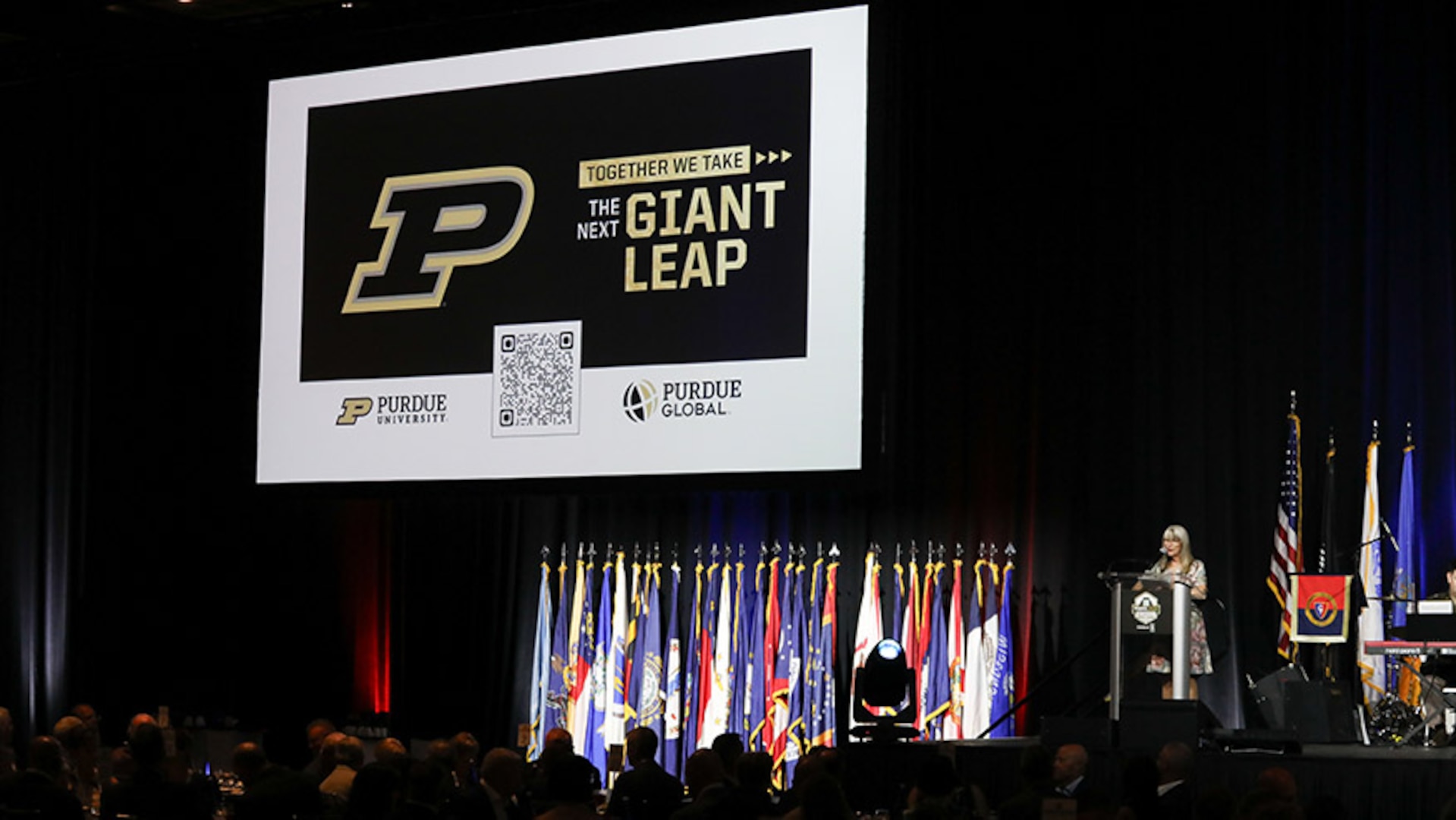 Several Purdue organizations, along with the Purdue Research Foundation, sponsored the States Dinner at the National Guard Association of the United States’ 148th General Conference and Exhibition in Indianapolis on Aug. 29.