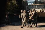 Oklahoma National Guard Soldiers with the 345th Combat Sustainment Support Battalion, 90th Troop Command, move a simulated casualty during medical evacuation training at Exercise Thunderstruck 3.0 at Camp Gruber Training Center near Braggs, Oklahoma, Sept. 12, 2026. Exercise Thunderstruck 3.0 integrates aviation, convoy, medical evacuation and unmanned systems training to prepare Oklahoma National Guard members for evolving battlefield threats. Photo by Sgt. Anthony Ackah-Mensah.
