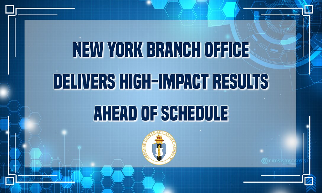 Blue lighted background with the title of the article in dark navy blue and the DCAA logo at the bottom.