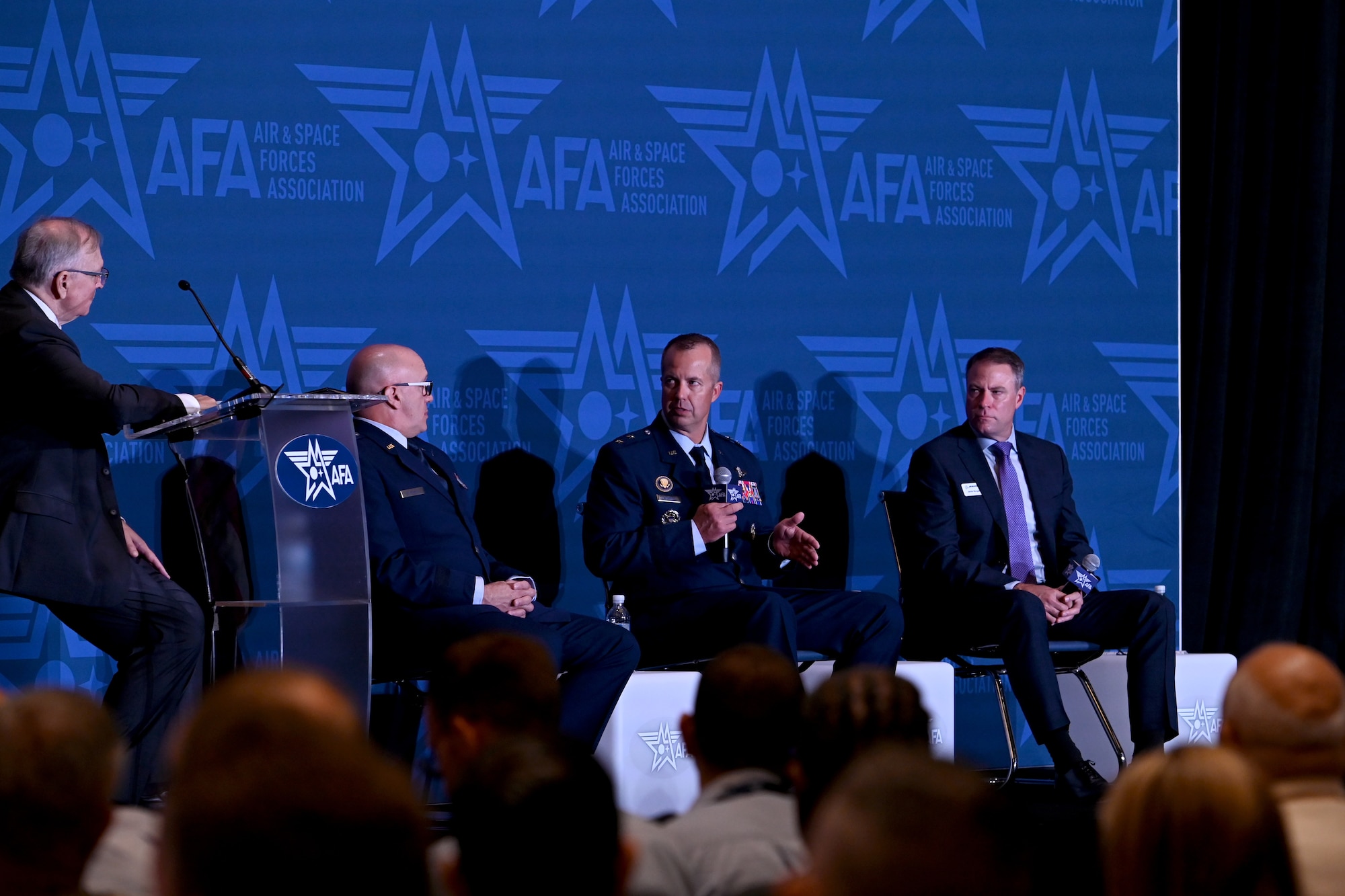 Maj. Gen. Ty Neuman, Eighth Air Force and Joint-Global Operations Center commander, speaks at the Long-Range Airpower: Lessons From Midnight Hammer and Epic Fury panel