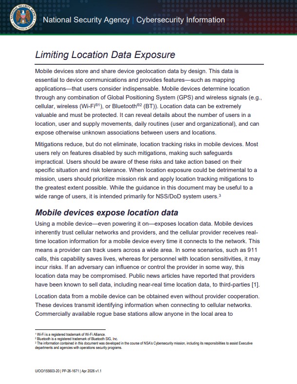  Info Sheet: Limiting Location Data Exposure