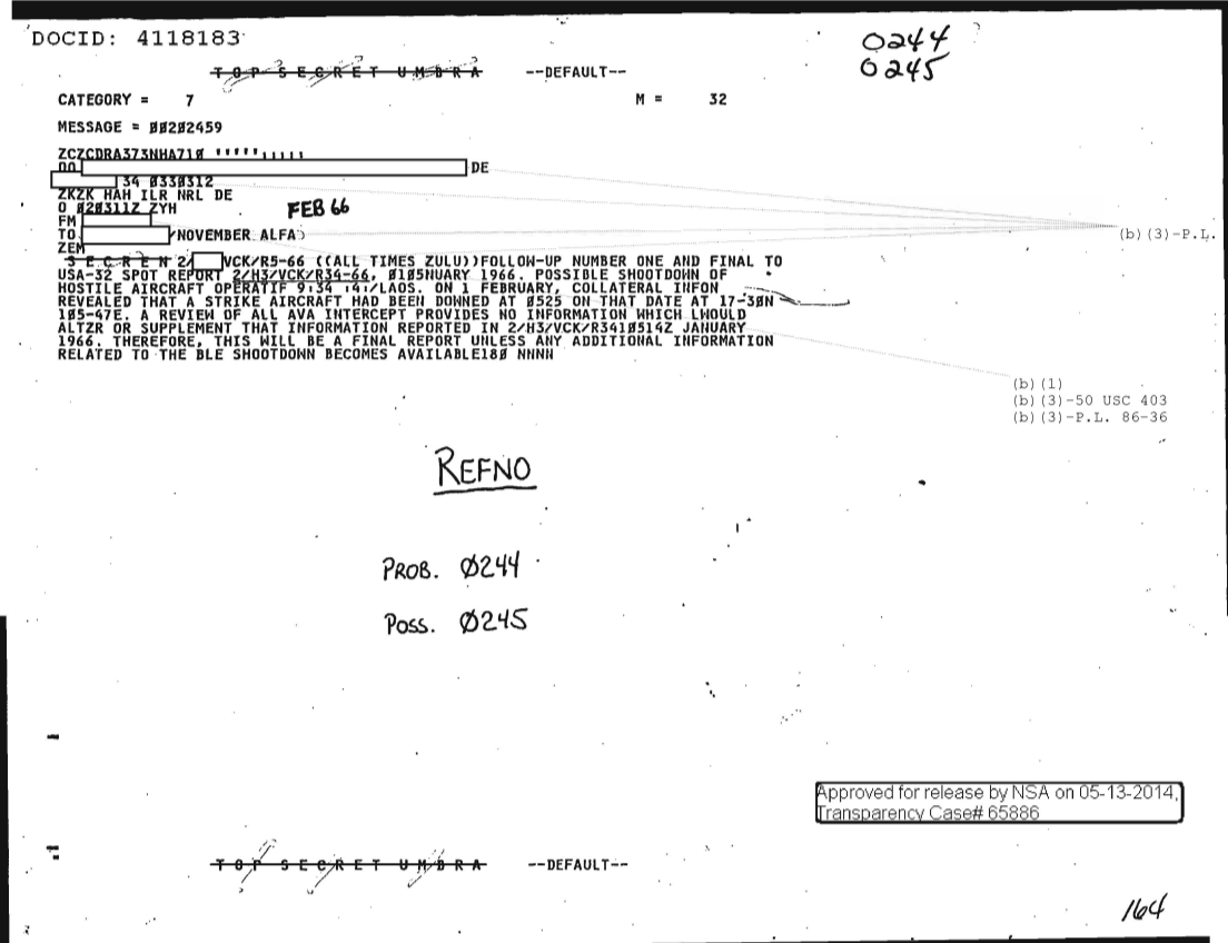  POSSIBLE SHOOTDOWN OF HOSTILE AIRCRAFT, FOLLOW UP NR ONE 0245.PDF