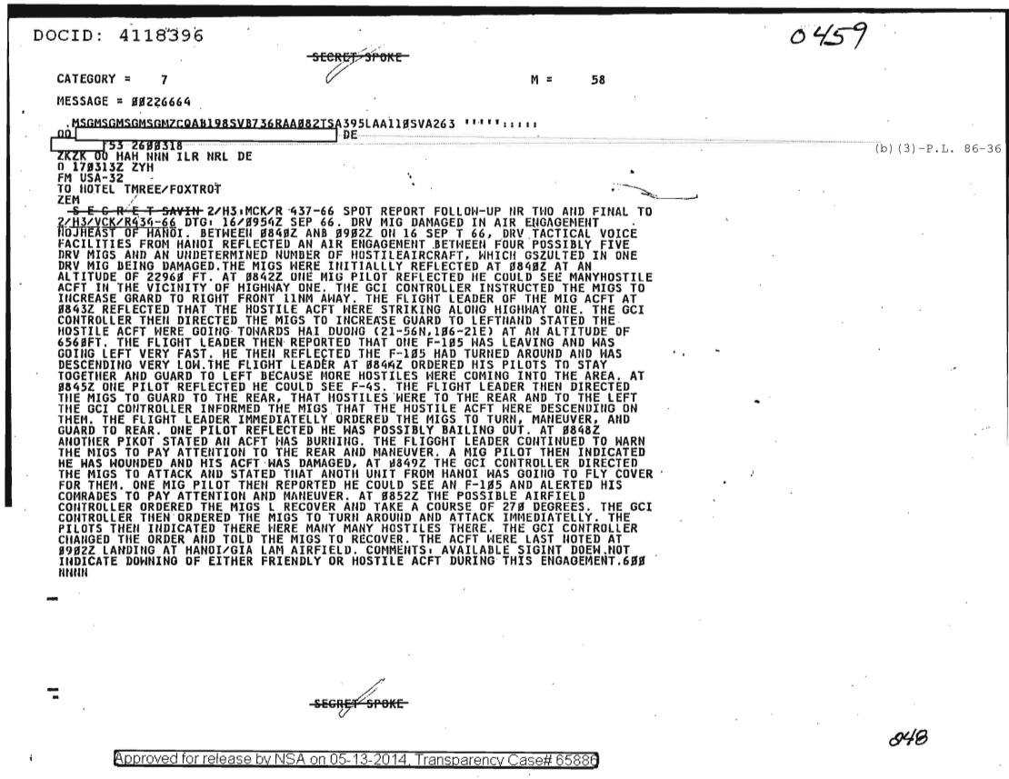  DRV MIG DAMAGED IN AIR ENGAGEMENT NORTHEAST OF HANOI, FOLLOW UP NR TWO 0459.PDF