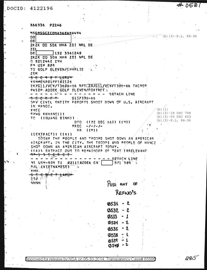  DRV CIVIL ENTITY REPORTS SHOOTDOWN OF U.S. AIRCRAFT IN HANOI 0531.PDF