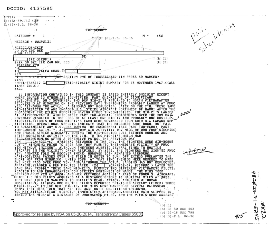  DAILY SIGINT SUMMARY FOR 8 NOVEMBER 1967, SECTION ONE OF THREE 0892.PDF