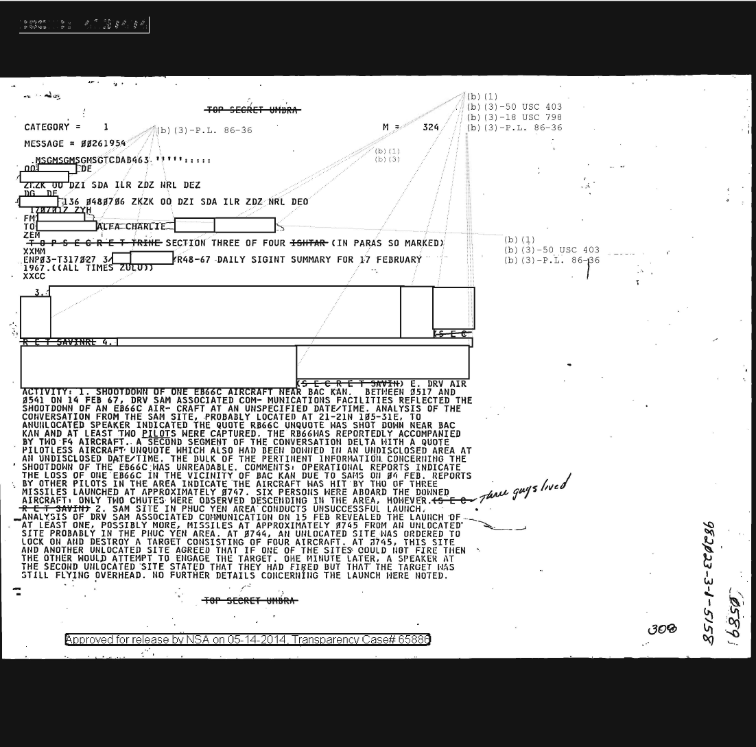  DAILY SIGINT SUMMARY FOR 17 FEBRUARY 1967, SECTION THREE OF FOUR 0589.PDF