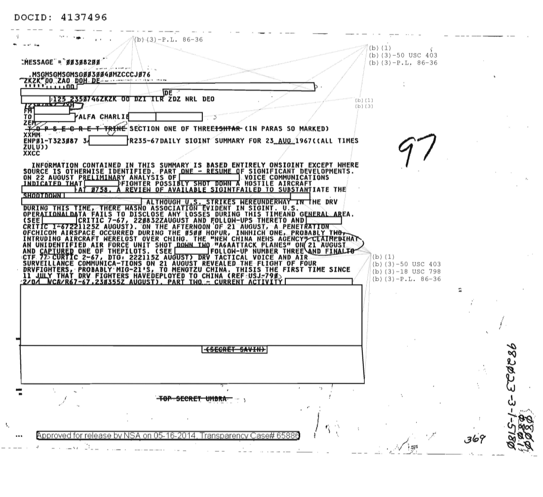  DAILY SIGINT SUMMARY FOR 23 AUGUST 1967, SECTION ONE OF THREE 0801.PDF