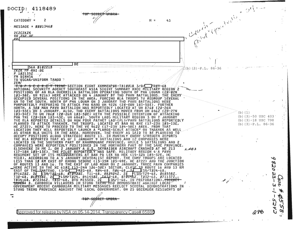  NATIONAL SECURITY AGENCY SOUTHEAST ASIA SIGINT SUMMARY 0558.PDF