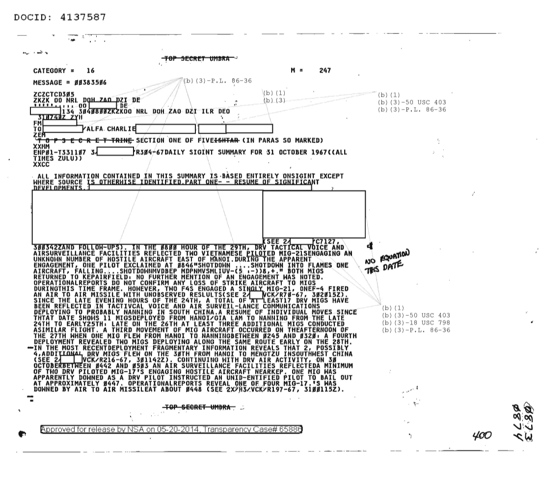  DAILY SIGINT SUMMARY FOR 31 OCTOBER 1967, SECTION ONE OF FIVE 0873.PDF