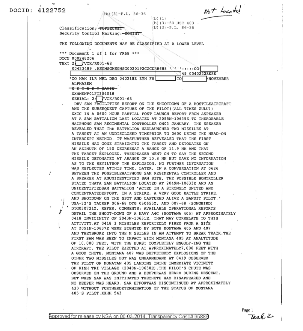  DRV SAM FACILITIES REPORT ON THE SHOOTDOWN OF A HOSTILE AIRCRAFT AND THE SUBSEQUENT CAPTURE OF THE PILOT 0963.PDF