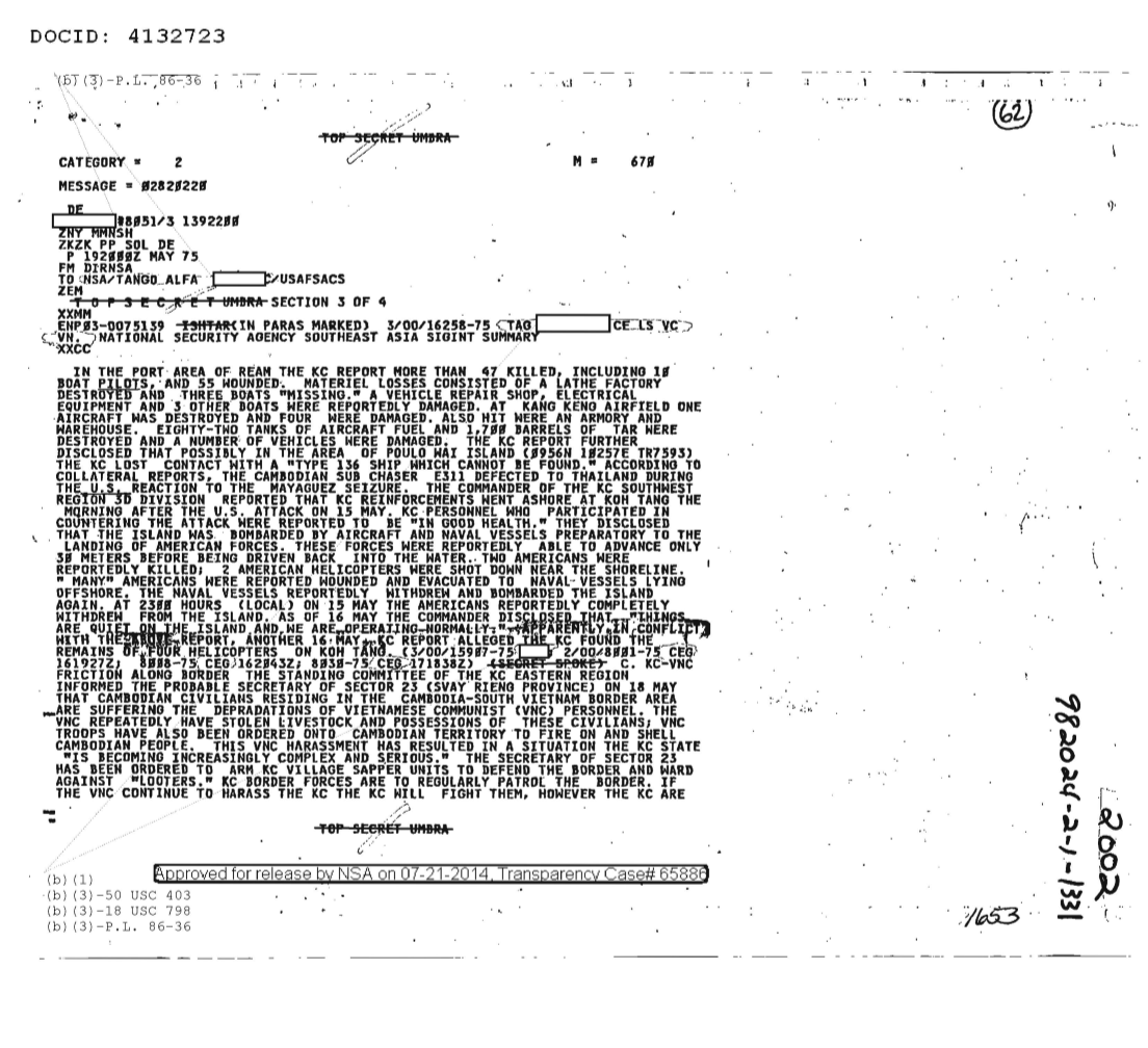  NATIONAL SECURITY AGENCY SOUTHEAST ASIA SIGINT SUMMARY, SECTION THREE OF FOUR.PDF