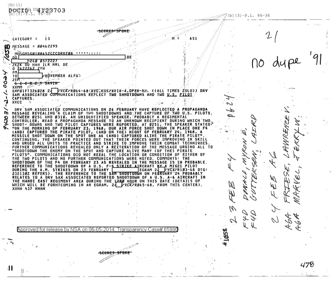  DRV SAM ASSOCIATED COMMUNICATIONS REFLECT TWO SHOOTDOWNS AND TWO U.S. PILOT CAPTURES 1059.PDF