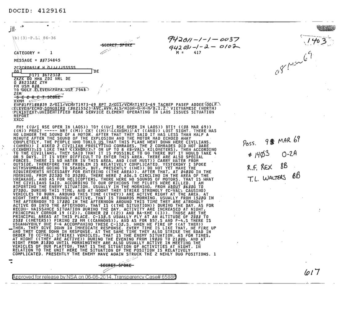  UNIDENTIFIED REAR SERVICE ELEMENT OPERATING IN LAOS ISSUES SITUATION REPORT 1403.PDF