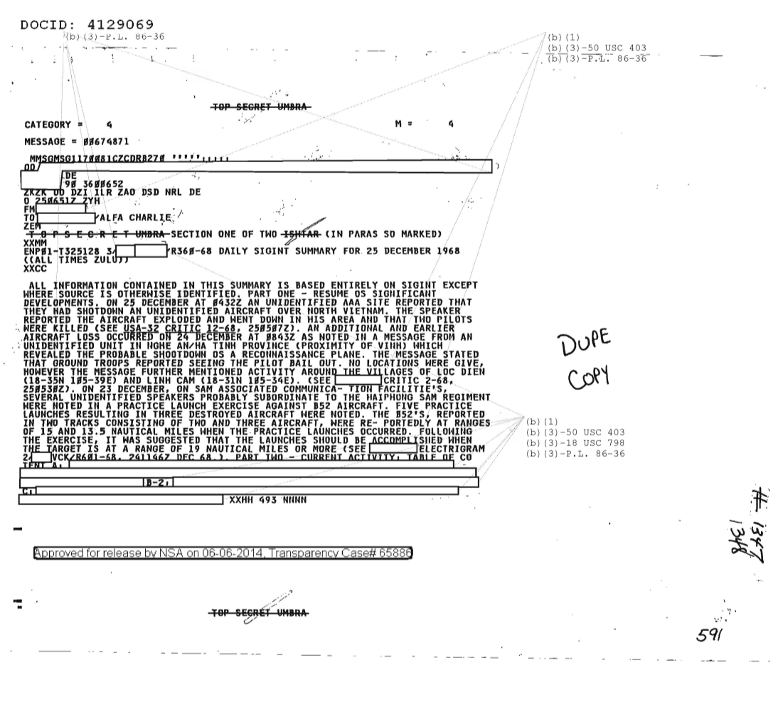  DAILY SIGINT SUMMARY FOR 25 DECEMBER 1968, SECTION ONE OF TWO 1347.PDF