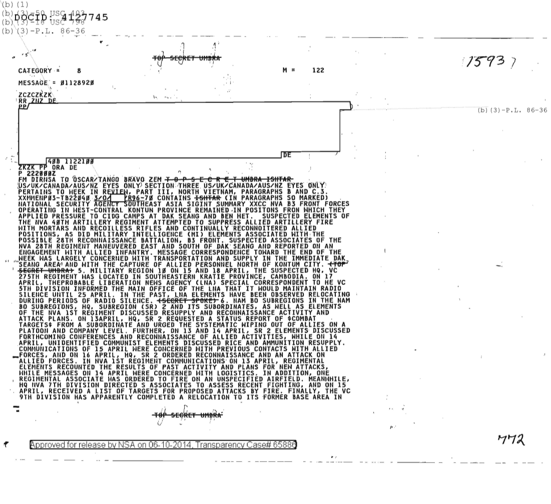  NATIONAL SECURITY AGENCY SOUTHEAST ASIA SIGINT SUMMARY, SECTION THREE  1594.PDF