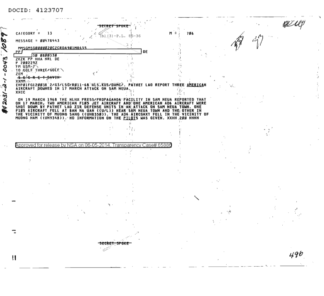  PATHET LAO REPORT THREE AMERICAN AIRCRAFT DOWNED IN 17 MARCH ATTACK ON SAM NEUA 1089.PDF