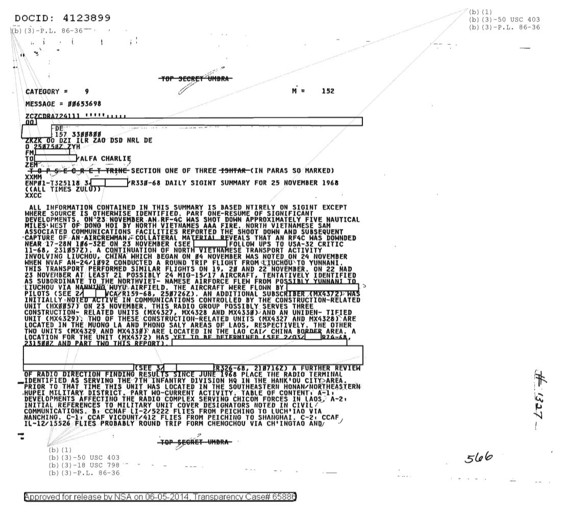  DAILY SIGINT SUMMARY FOR 25 NOVEMBER 1968, SECTION ONE OF THREE 1327.PDF