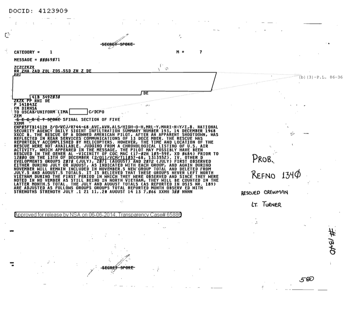  NATIONAL SECURITY AGENCY DAILY SIGINT INFILTRATION SUMMARY NR 193, 14 DECEMBER 1968 1340.PDF