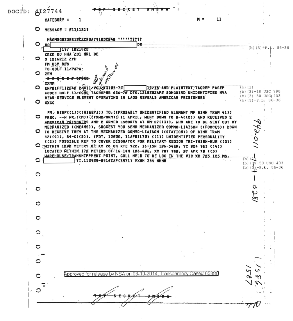  UNIDENTIFIED NVA REAR SERVICE ELEMENT OPERATING IN LAOS REVEALS AMERICAN PRISONERS 1587.PDF