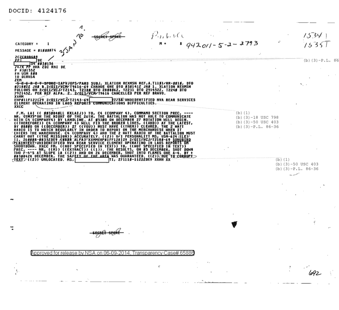  UNIDENTIFIED NVA REAR SERVICES ELEMENT OPERATING IN LAOS REPORTS COMMUNICATIONS DIFFICULTIES 1535.PDF