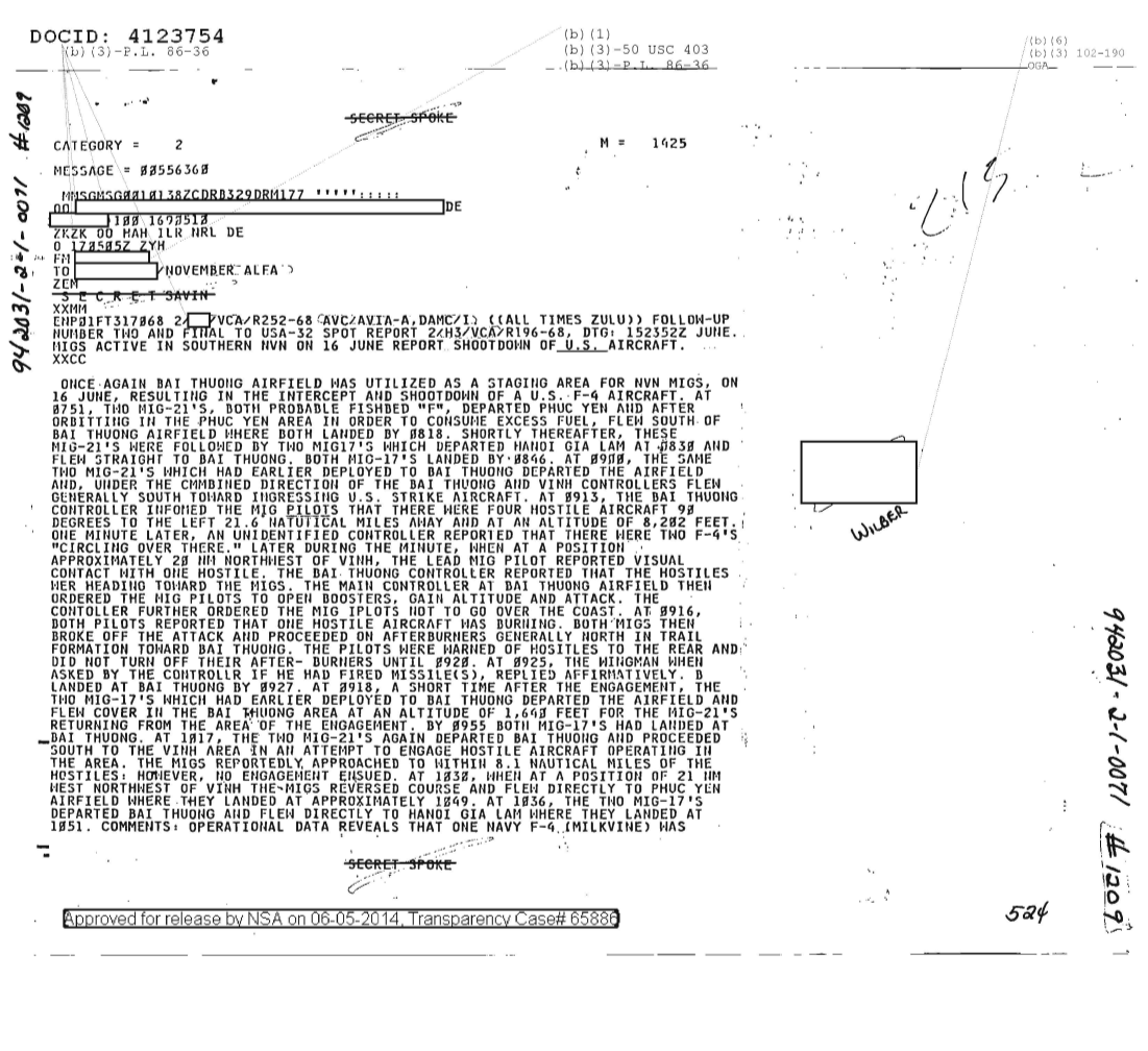  MIGS ACTIVE IN SOUTHERN NVN ON 16 JUNE REPORT SHOOTDWON OF U.S. AIRCRAFT, FOLLOW-UP NR TWO 1209.PDF