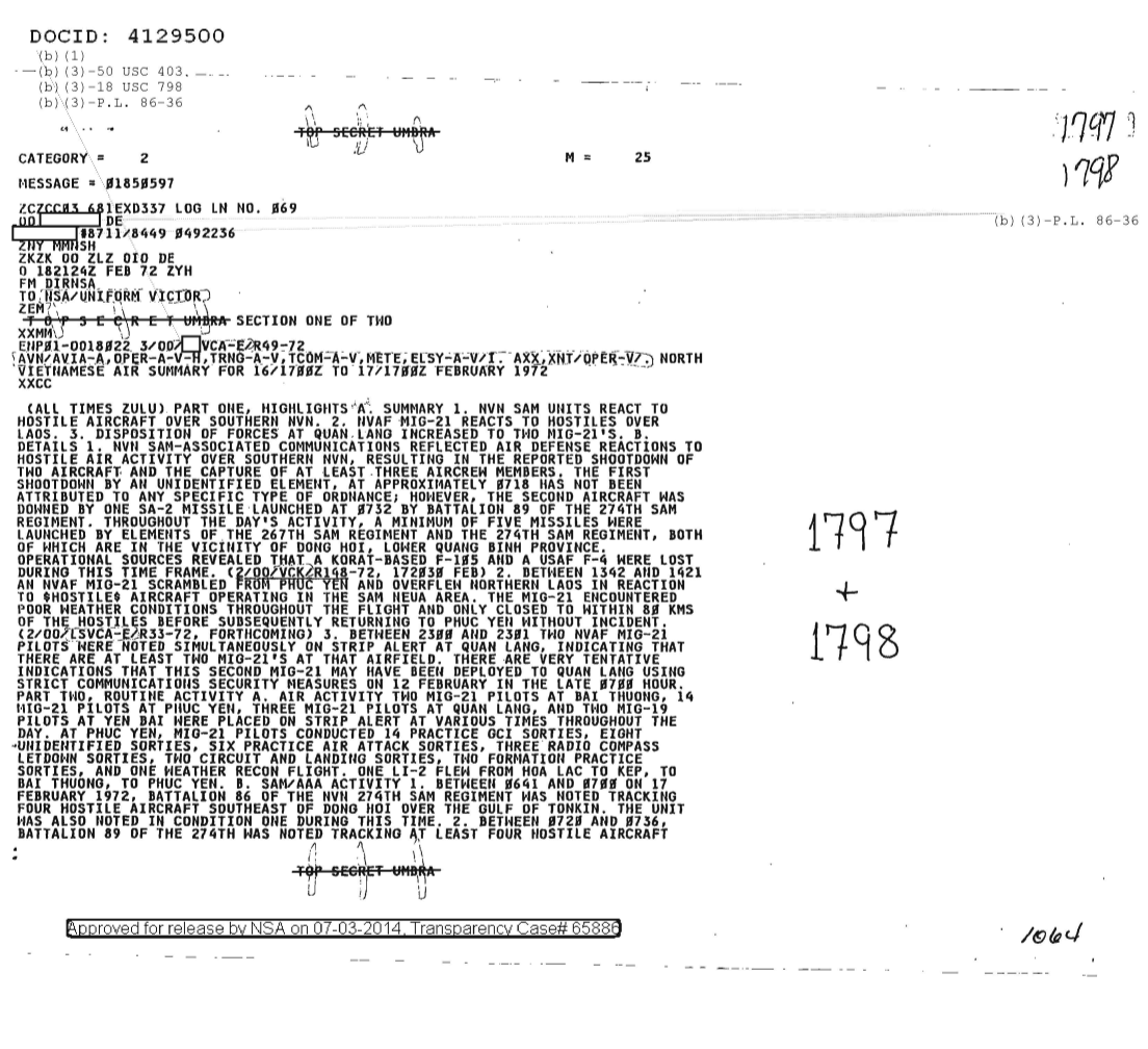  NORTH VIETNAMESE AIR SUMMARY FOR 16-1700Z TO 17-1700Z FEBRUARY 1972 1797.PDF