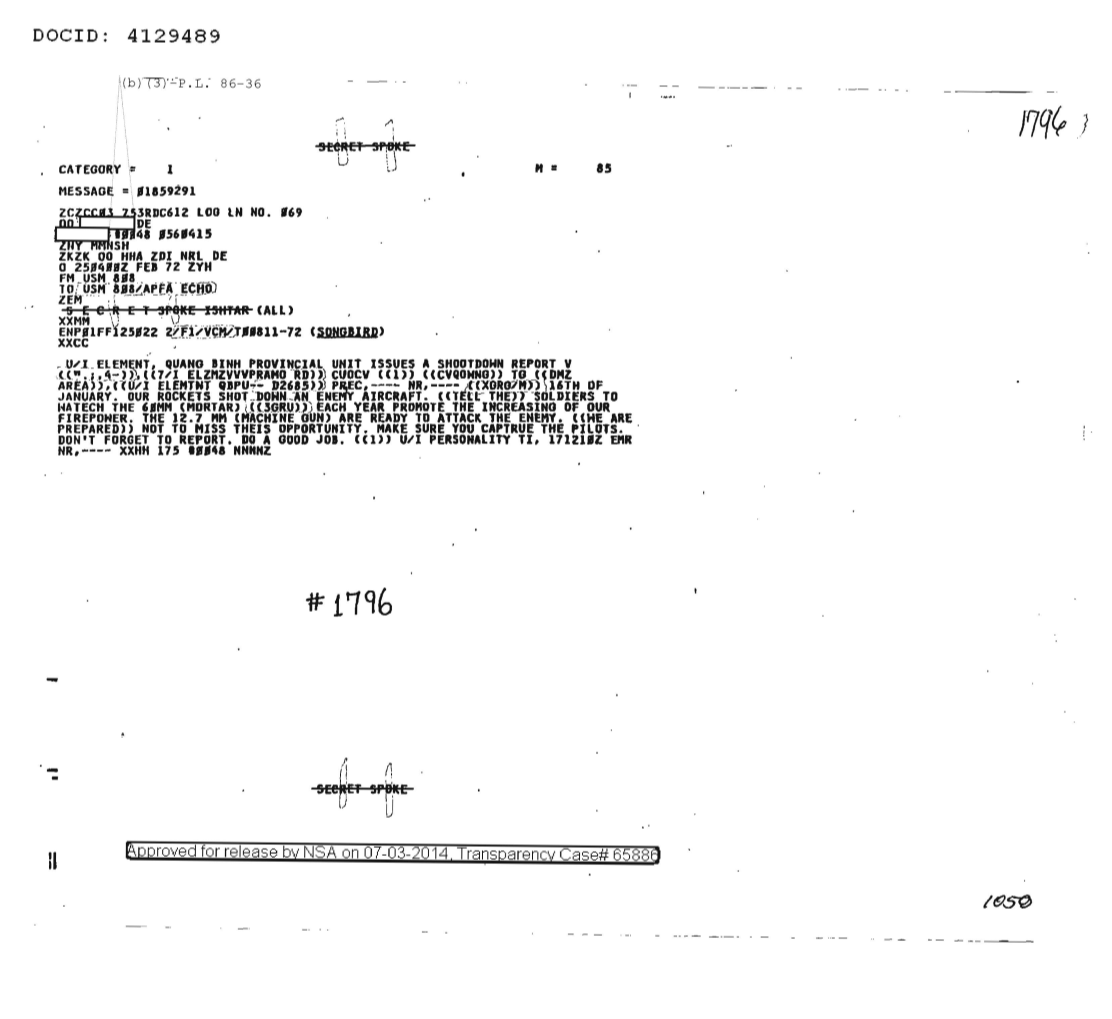  UNIDENTIFIED ELEMENT QUANG BINH PROVINCIAL UNIT ISSUES A SHOOTDOWN REPORT 1796.PDF