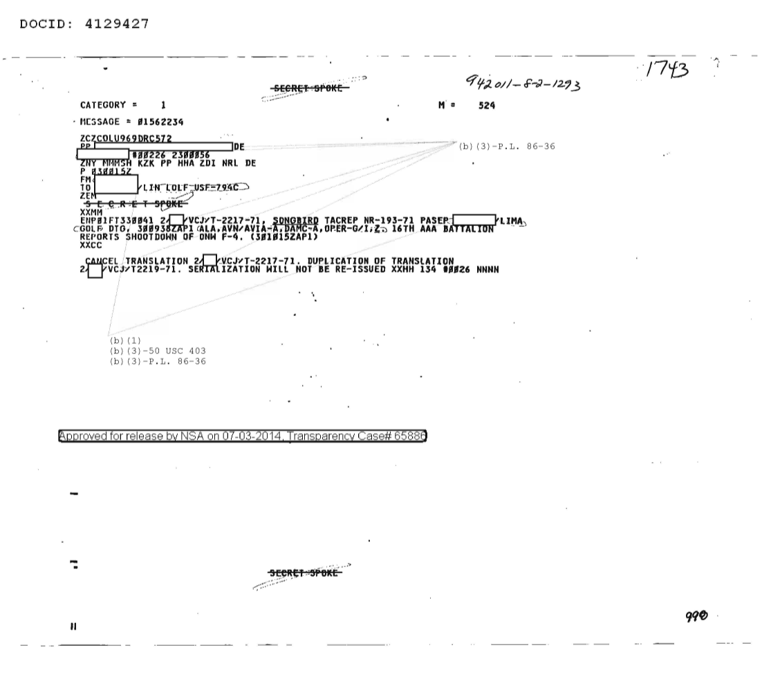  16TH AAA BATTALION REPORTS SHOOTDOWN OF ONE F-4, CANCELLATION 1743.PDF