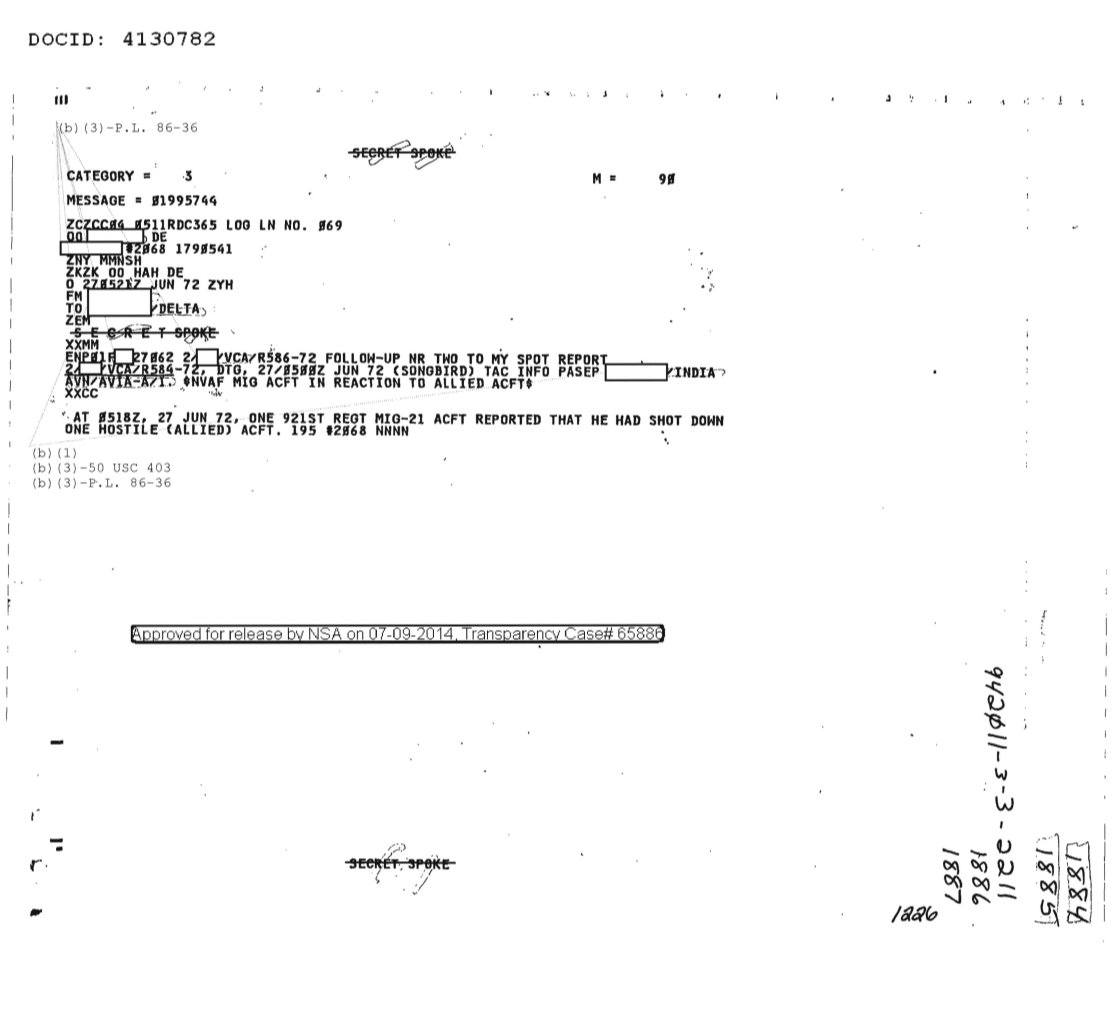  NORTH VIETNAMESE AIR SUMMARY FOR 26-1700Z TO 27-1700Z JUNE 1972, SECTION ONE OF TWO 1886.PDF