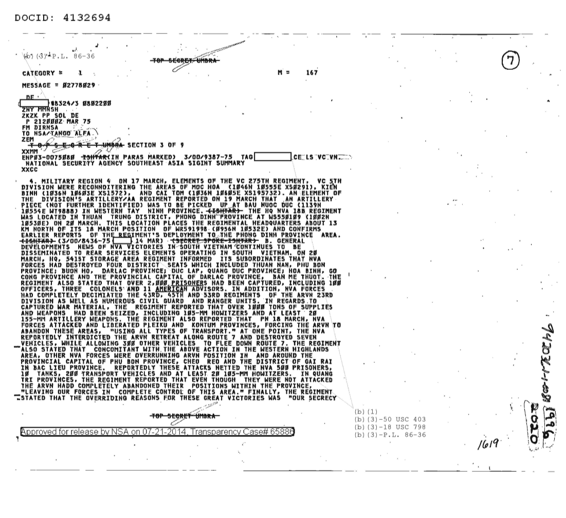  NATIONAL SECURITY AGENCY SOUTHEAST ASIA SIGINT SUMMARY, SECTION THREE OF NINE (1619)3.PDF