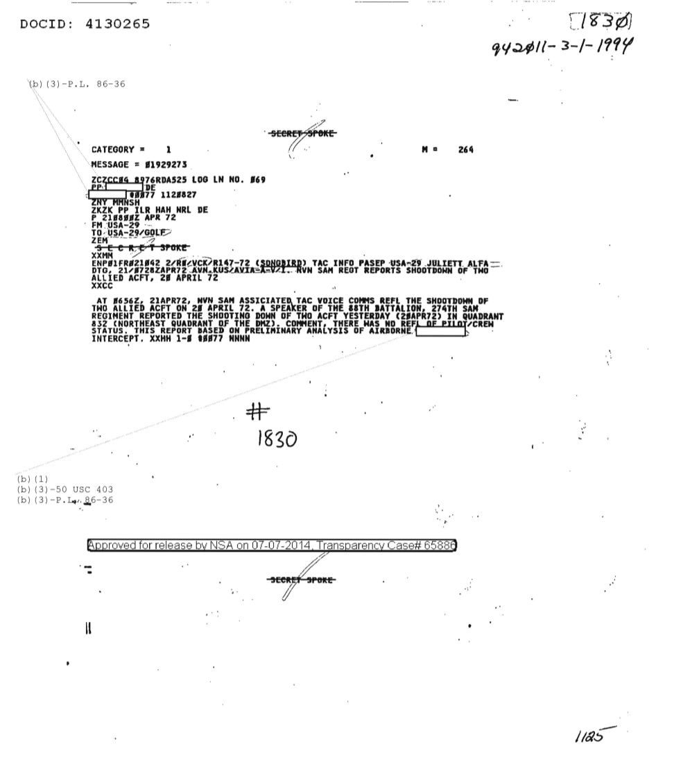  NVN SAM REGIMENT REPORTS SHOOTDOWN OF TWO ALLIED AIRCRAFT, 20 APRIL 1972 1830.PDF