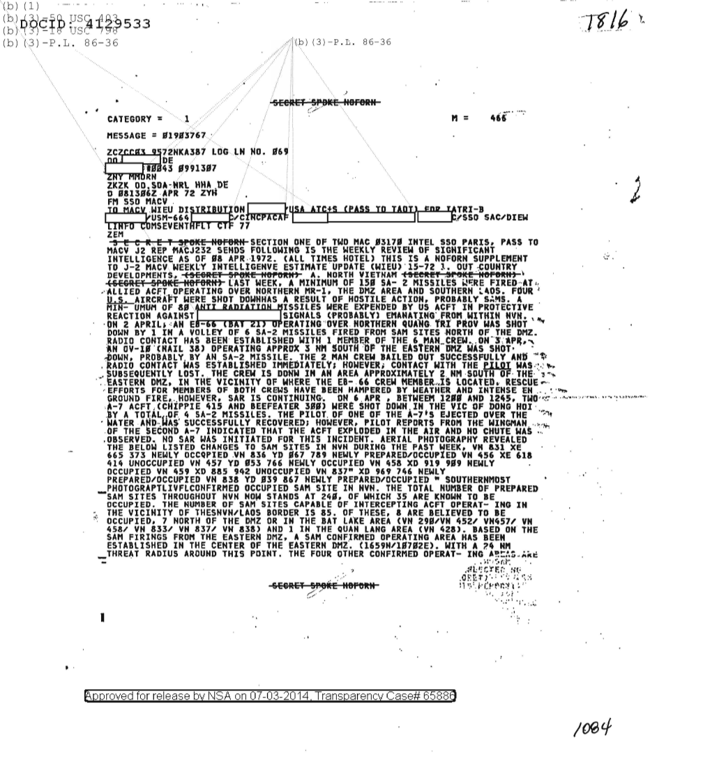  WEEKLY REVIEW OF SIGNIFICANT INTELLIGENCE AS OF 8 APRIL 1972, SECTION ONE OF TWO 1816.PDF