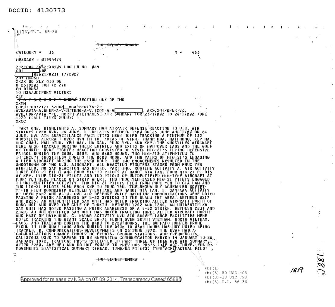  NORTH VIETNAMESE AIR SUMMARY FOR 23-1700Z TO 24-1700Z JUNE 1972 1882.PDF