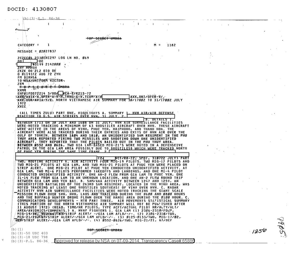  NORTH VIETNAMESE AIR SUMMARY FOR 30-1700Z TO 31-1700Z JULY 1972 1905.PDF