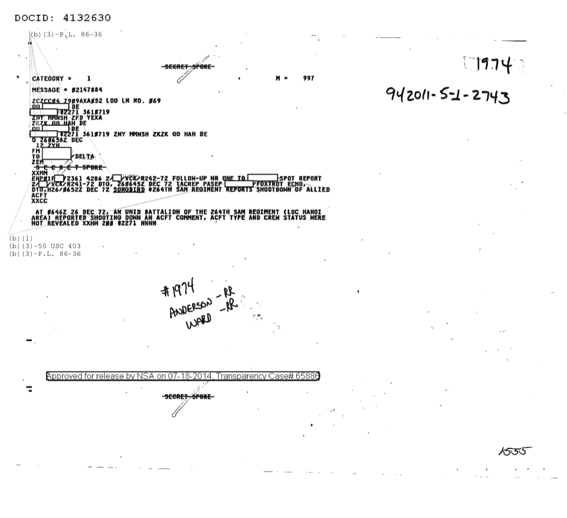  264TH SAM REGIMENT REPORTS SHOOTDOWN OF ALLIED AIRCRAFT 1974.PDF