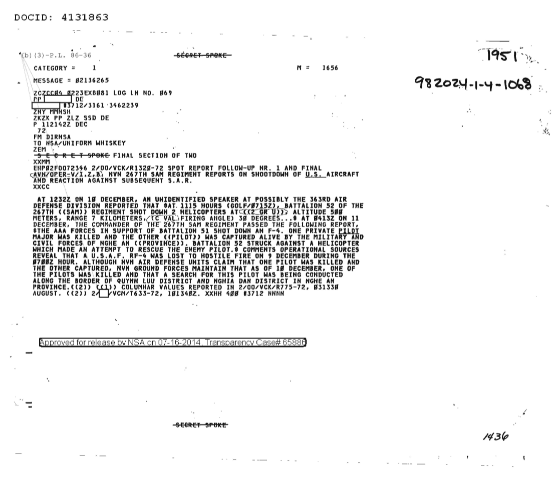  NVN 267TH SAM REGIMENT REPORTS ON SHOOTDOWN OF U.S. AIRCRAFT AND REACTION AGAINST SUBSEQUENT S.A.R., FOLLOW-UP NR ONE, SECTION TWO 1951.PDF