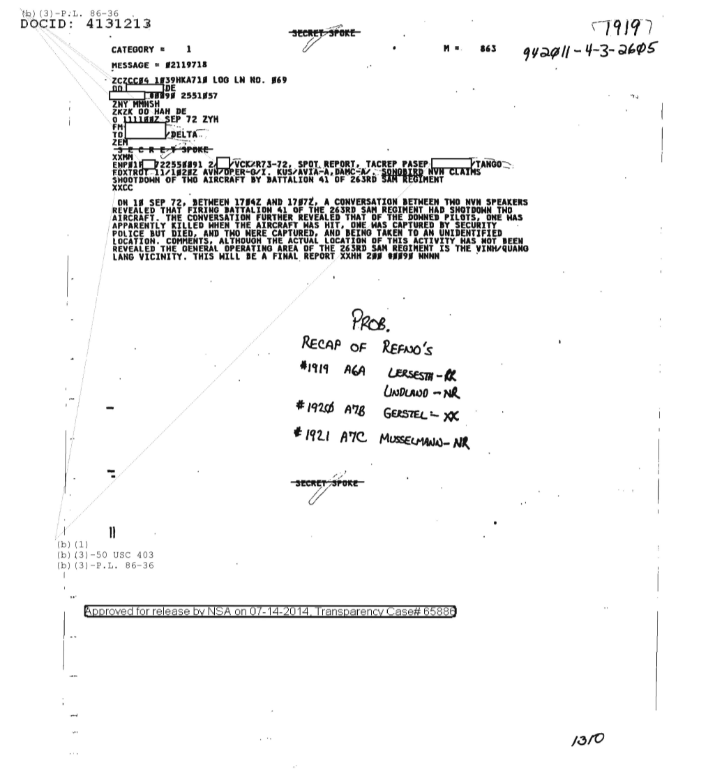  NVN CLAIMS SHOOTDOWN OF TWO AIRCRAFT BY BATTALION 41 OF 263RD SAM REGIMENT (1310) 1920.PDF