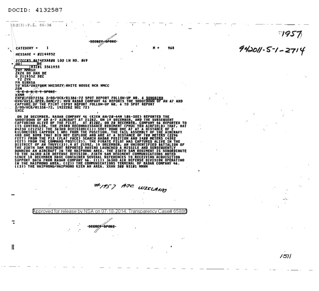  NVN RADAR COMPANY 46 REPORTS THE SHOOTDOWN OF AN A7 AND CAPTURE OF THE PILOT, FOLLOW-UP NR SIX 1957.PDF