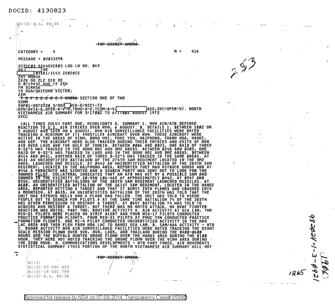  NORTH VIETNAMESE AIR SUMMARY FOR 5-1700Z TO 6-1700Z AUGUST 1972, SECTION ONE OF TWO 1906.PDF