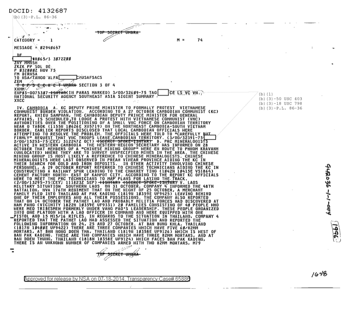  NATIONAL SECURITY AGENCY SOUTHEAST ASIA SIGINT SUMMARY, SECTION THREE OF FOUR 1996.PDF