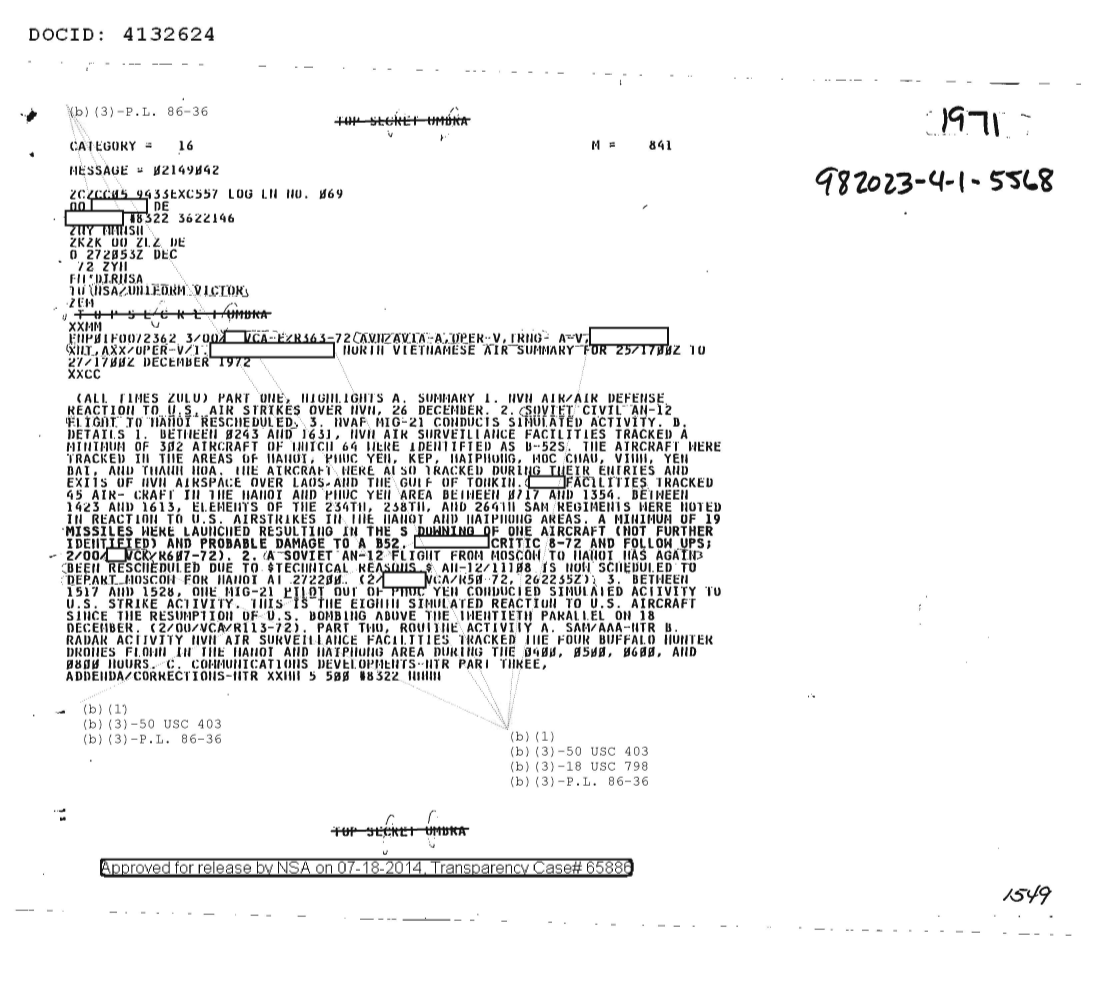  NORTH VIETNAMESE AIR SUMMARY FOR 25-1700Z TO 27-1700Z DECEMBER 1972 1971.PDF