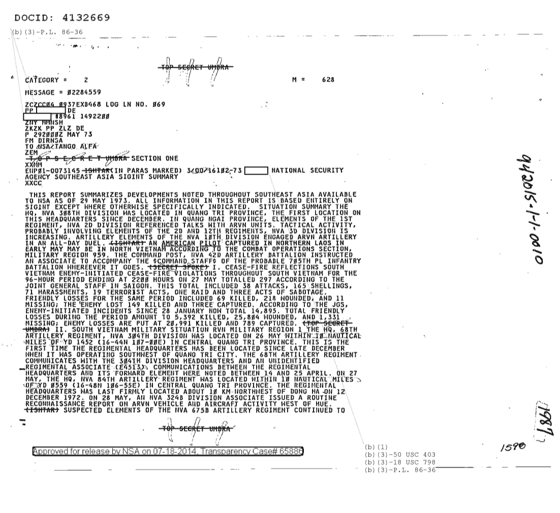  NATIONAL SECURITY AGENCY SOUTHEAST ASIA SIGINT SUMMARY, SECTION ONE 1987.PDF